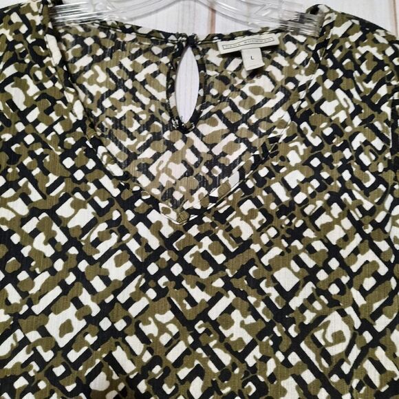 Dana Buchman Blouse Ladies Large Black Brown 3/4 sleeve classiccore - Picture 5 of 8